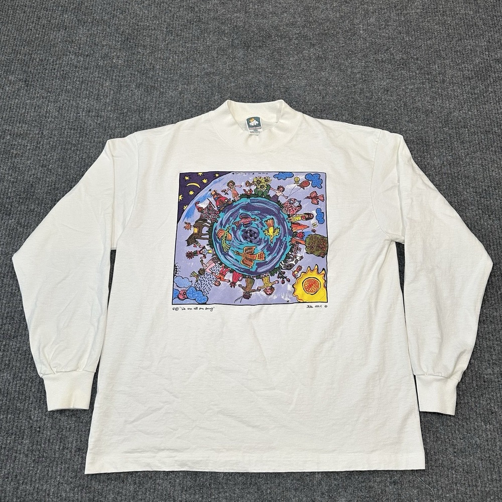 VTG Kiki Suarez 1991 We Are All‎ One Being Women Art Long Sleeve T-Shirt Rare XL
